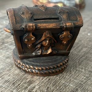 Metal Pirate Treasure Chest Bank Stamped